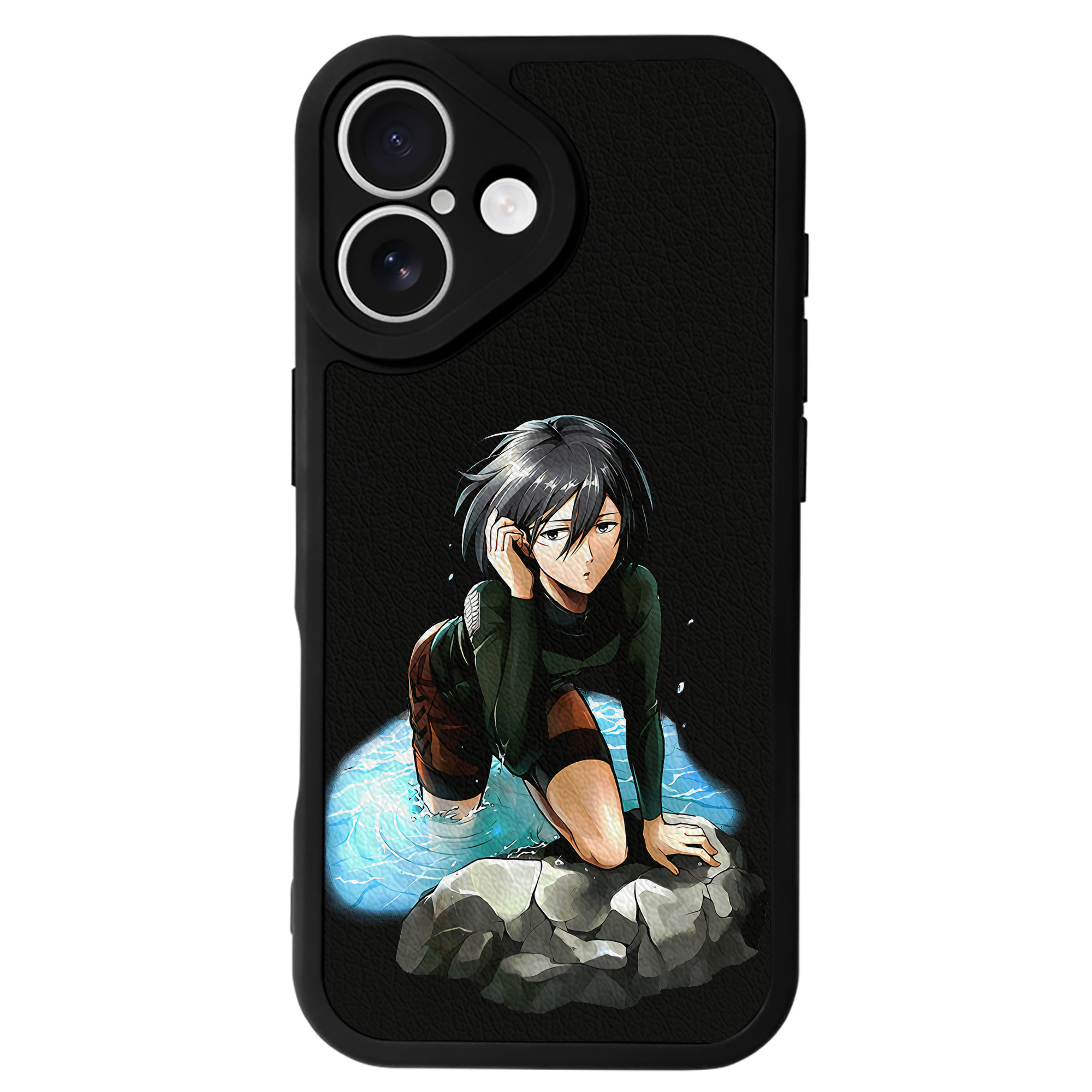 （画像用） 進撃の巨人 ミカサ·アッカーマン Attack on Titan Mikasa Ackerman 【iPhone 16シリーズ対応】シリコンスマホケース（レザー調） 材質：シリコン